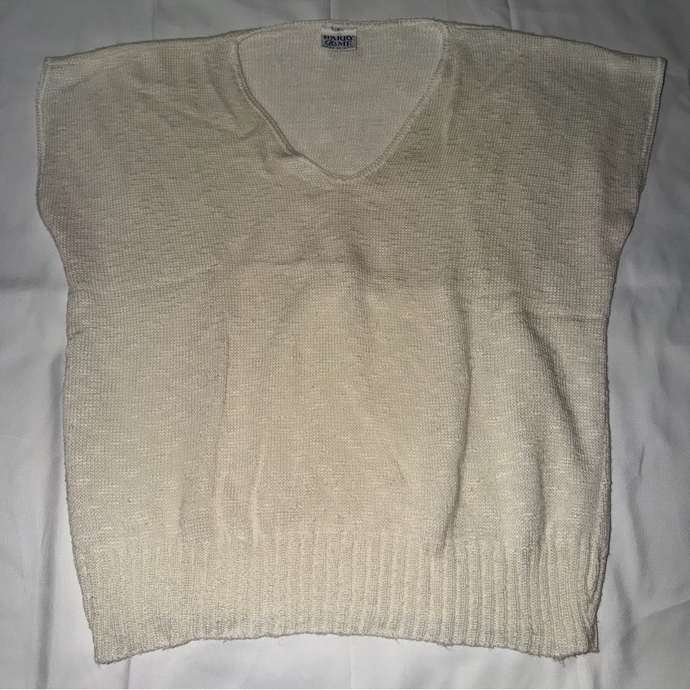 Barry & Me Cream V-Neck Sweater – Made in USA | Soft Minimalist Knit (Women's M)